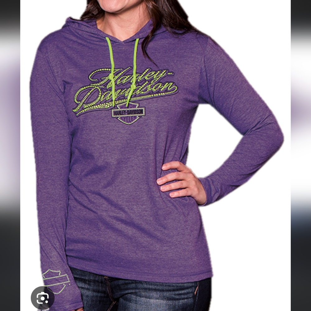 HD purple hooded long sleeve tee